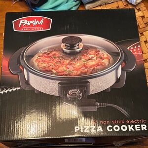 Parini Appliances Black Non-Stick Electric Pizza Cooker
